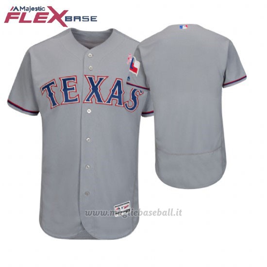 Maglia Baseball Uomo Texas Texas Rangers Grigio 2018 Dia de la Madre Flex Base